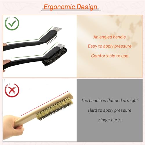 Grill Brush with Scraper Set 2 PCS Stainless Steel Wire Brush with Spatula and Bristle Free Steam Cleaner for BBQ Grill Cleaning Barbeque Grill Brushes - size: 16 inch (2-Pack)