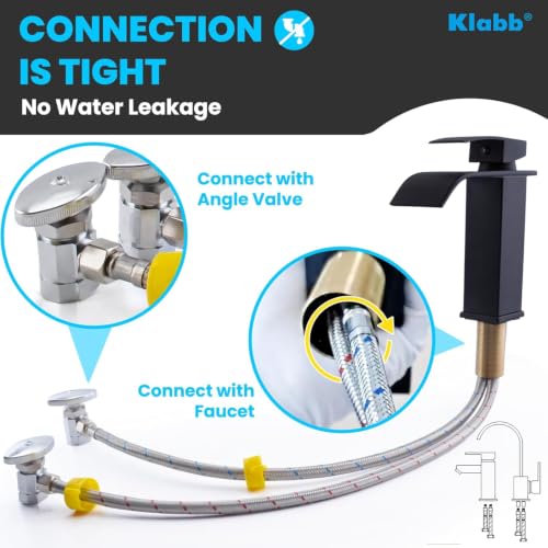 Klabb Sink Faucet Water Line Kit, 32" Flexible Braided Connector Hose