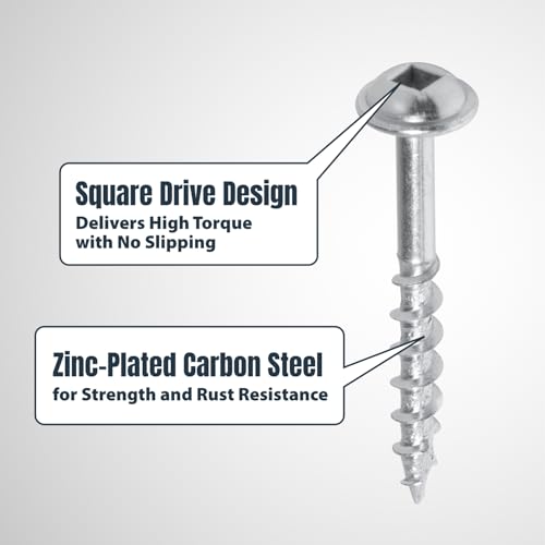 POWERTEC 150 PK Pocket Hole Screws, Maxi-Loc Head, #2 Square Drive, 1-1/2" Coarse Thread for Pocket Hole Jig, 1" Thick Tabletops, Bar Tops & Counters (72264) - style: 150PK 1-1/2" Coarse Maxi-Loc Screws