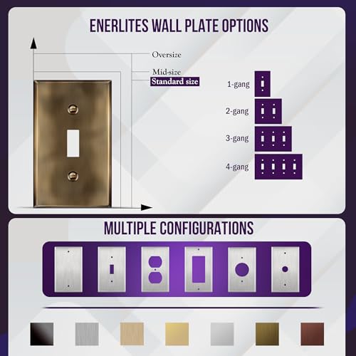 ENERLITES Double Toggle Switch Metal Cover Plate, 2-Gang, Antique Brass - color: Antique Brass, size: Standard Size