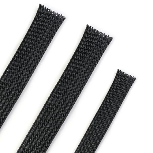 25ft PET Expandable Braided Cable Sleeve 3/8inch(10mm) Pet Braided Cable Sleeve for Audio Video Device Wire Automotive Wire (Black) - color: Black, size: 10mm"(3/8 inch)