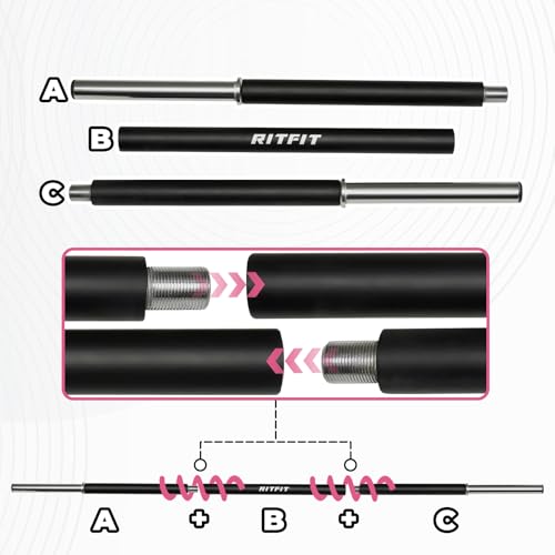 RitFit Adjustable Barbell Weight Set with Padded Bar for Home Gym - style: 80LB