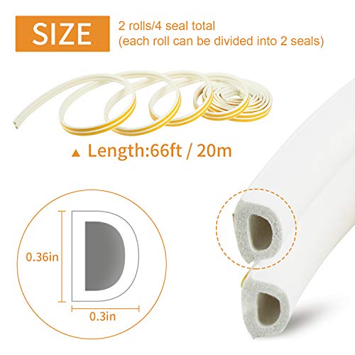 2-Pack Weather Seal Strips for Doors/Windows, 66ft