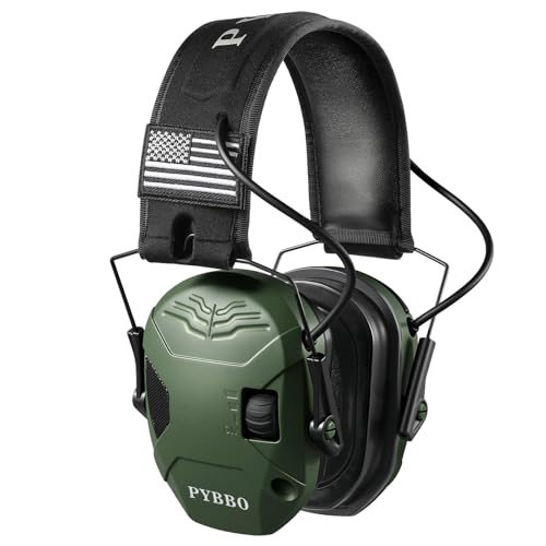 Electronic Shooting Ear Protection w/Gel Pads, 23dB NRR Active Noise Reduction & 3X Amplification Headset for Shooters - color: Green