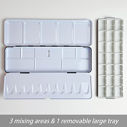 FCLUB Empty Watercolor Palette Paint Tin with 21Pcs Watercolor Full Pans - style: Tin Box with 21 Full Pans