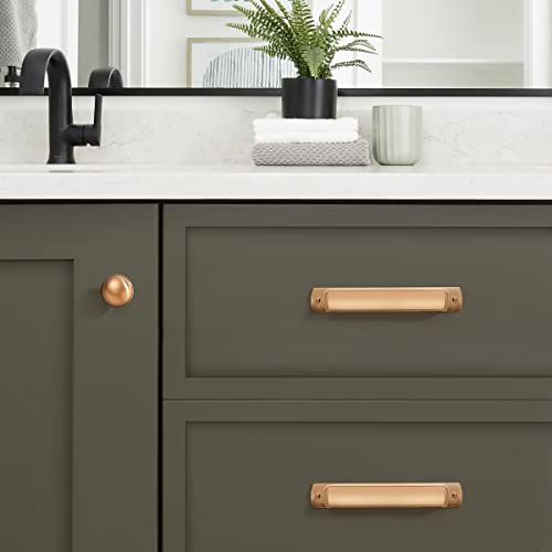 khtumeware 10 Pack 3 3/4"(96mm) Champagne Bronze Drawer Pulls Cabinet Bin Cup Pulls Kitchen Hardware Satin Brass Cabinet Handles Drawer Handles Knobs - color: Champagne Bronze, size: Cup Pulls 3-3/4" Hole Center