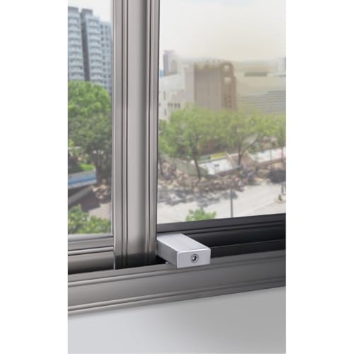 ZYAMY 2PCS Sliding Window Lock Adjustable Width from 0.66 Inches to 1.65 Inches Security Door and Window Stopper with Key for Patio Door Limiter Vertical and Horizontal Installation