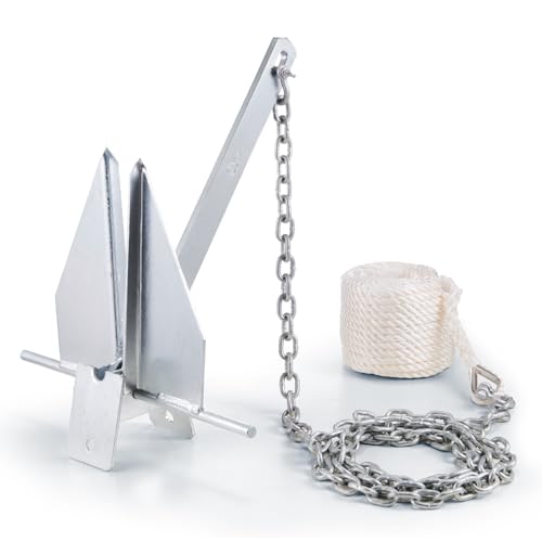 VEVOR Fluke Style Anchor Kit,Hot-Dipped Galvanized Steel Fluke Anchor with 7.9' Chain - size: 8.5 lbs