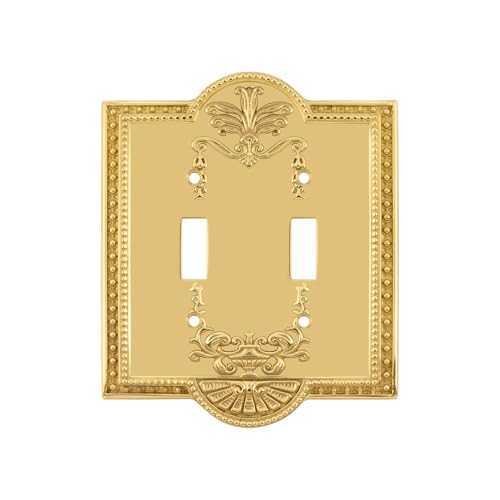 Nostalgic Warehouse Meadows Light Switch Cover Plate - color: Unlacquered Brass, size: Double Toggle