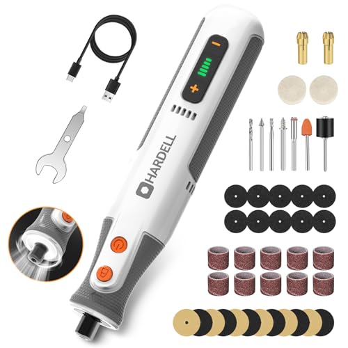 HARDELL 8V Cordless Rotary Tool Kit, 5‑Speed, 42 Accessories, 28000RPM - color: White