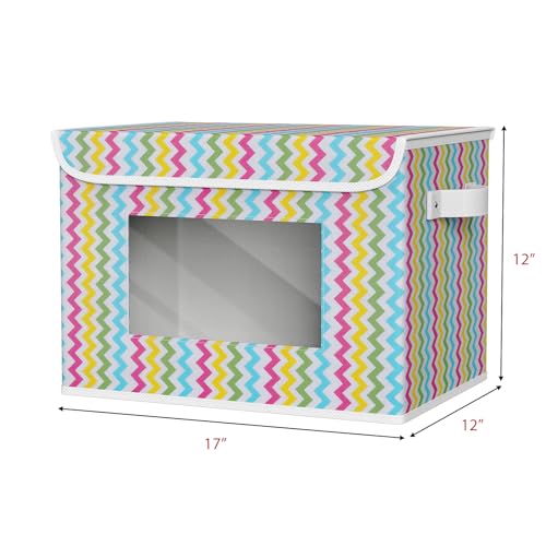 Univivi Fabric Foldable Storage Boxes with Lids, 4 Pack, Colorful - color: Colorful Ripple