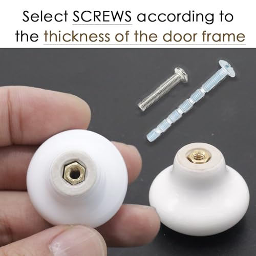 10-Pack Ceramic Cabinet Knobs White 32mm Round Drawer Pull - color: White