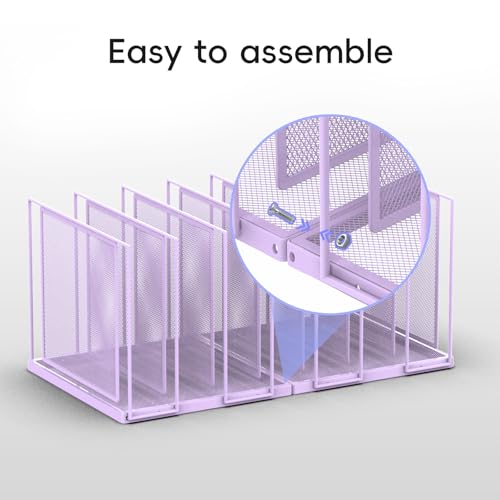 File Organizer for Desk, 7-Section Vertical File Sorter, Paper Holder Organizer Standing Metal File Folder for Office Home Classroom, Purple - color: Purple, size: 1 Pack 7-Section