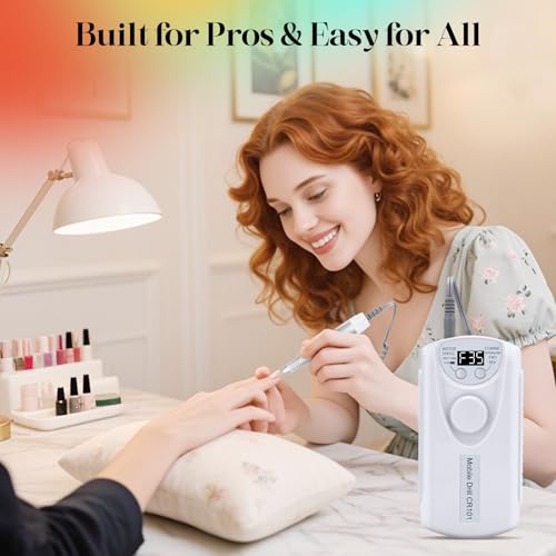 Professional Electric Nail Drill, 35000RPM Rechargeable E File - color: Glossy White
