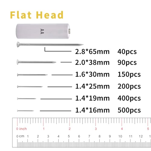 2510pcs Nail Assortment Kit for Hanging Pictures, Small Finishing Nails, Wall Pins - style: 2510pcs-11sizes