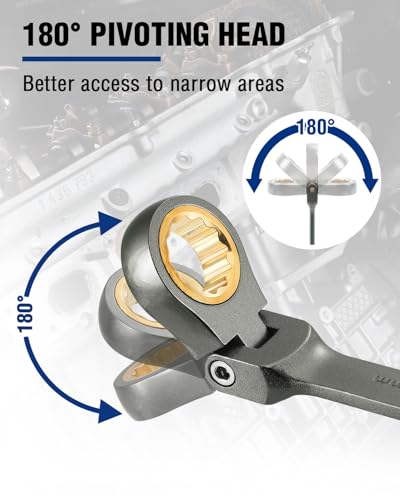 WORKPRO 10 mm Flex-Head Ratcheting Combination Wrench, Nickel Plating - size: 10 mm, style: Nickel Plating