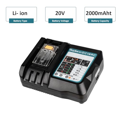 DC18RC 18 Volt 3.0A Rapid Li-ion Charger Replacement Compatible with Makita 18V Battery Charger DC18RD DC18RA DC18SD DC18SE and 18V Lithium-Ion Battery BL1430 BL1815 BL1830 BL1840 BL1850