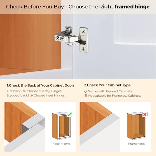 Ravinte Short Arm Kitchen Cabinet Hinges,1/2 Inch Overlay,10 Pack 5 Pairs - size: 1/2 Inch Overlay Cabinet