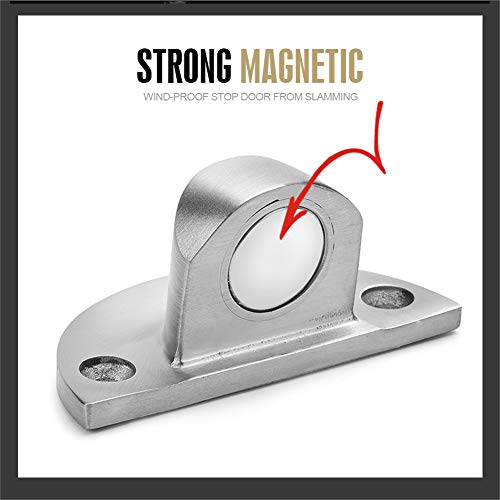 2 Pack 304 Stainless Steel Door Stoppers, Magnetic Door Stop, 3M Double-Sided Adhesive Tape, No Drilling, Door Stop Wall Protector, Office Door Catch, Stop Door