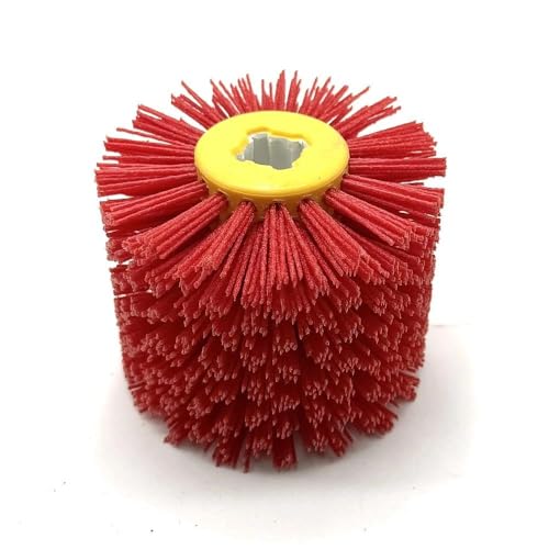 Signi Abrasive Nylon Drawing Wheel Drum Burnishing Brush for Wood polishing 1 Pack (60 Grrit, Red Color Nylon) - size: 60 Grit, Red