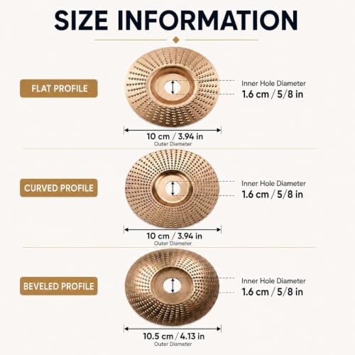 3PCS Angle Grinder Polishing Pad, Wood Grinding Disc Set for Angle Grinder, Tungsten Carbide Grinding Wheel Wood Carving for Cutting, Wood Sanding Polishing and Surface Finishing (Mix,Gold)