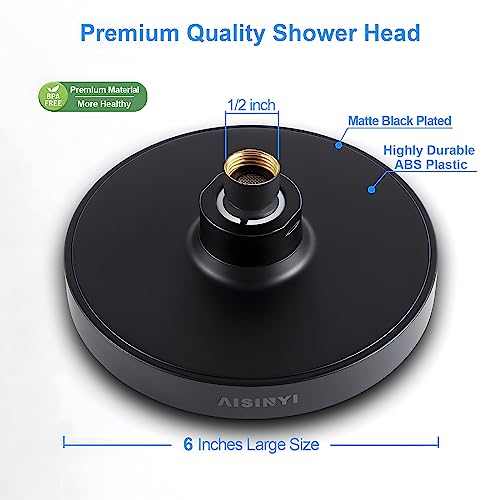 6" High Pressure Rain Shower Head, Luxury Matte Black Finish - color: Matte Black, size: 6 Inch Round (1 PCS)