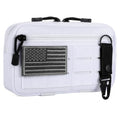 FRTKK Tactical Molle Admin Pouch Utility Laser Cut EDC Tool Pouch Bag Horizontal Modular Pouches Include US Flag Patch and Keychain - color: White