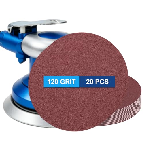 20 Pack 6 Inch PSA Sanding Discs 120 Grit Aluminum Oxide Red - size: 120 grit