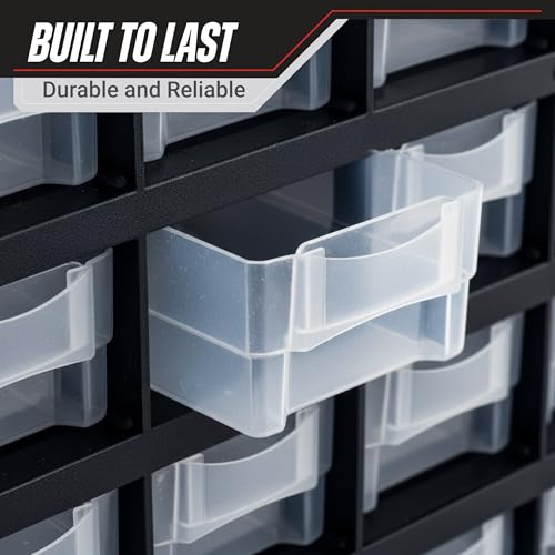 Storage Bin with Drawers - 41-Drawer Plastic Tool Organizer - Hardware or Craft Cabinet for Storing Beads, Toys, or Nuts and Bolts by Stalwart (Black) - style: 41 Drawers