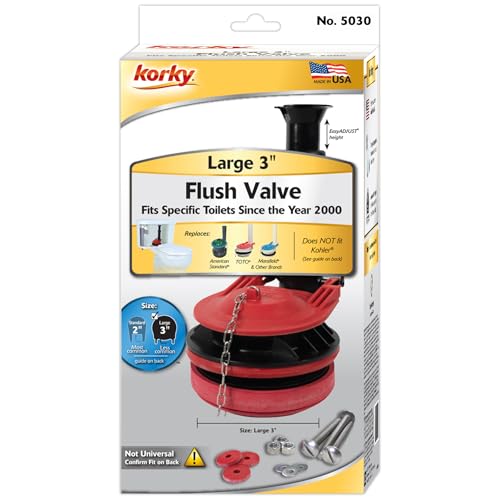 Korky Large 3-Inch Toilet Flush Valve Kit – Fits Many Brands - 5030