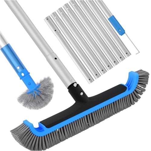 TidyMister 17.5 in 2-in-1 Pool Brush Set with 9 ft Pole - size: 17.5 Inch