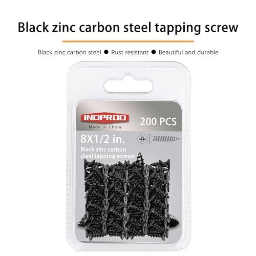 #8 X 1/2" Black Screw,Flat Head Phillips Wood Screw, Electroplating Black Carbon Steel, #8 X 1/2-Inch, 200Pcs - color: Black Zinc Plated Screws, size: #8 x 1/2"