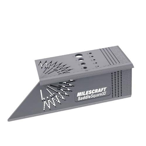 Milescraft 8414 Saddle Square 3D – Carpentry Square Woodworking Layout Tool for Joinery. 45/90 Degree Saddle Marks Two Sides. 1/32” Spaced Scribing Guides with 2 Horizontal and Vertical Rulers.