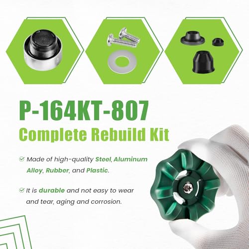 P-164KT-807 Rebuild Kit, Replace for P-164KT-807 P-164 Overhaul Kit, Include P-164KT-805 Soft-Grip Handle Kit, Fit for P-164 Original or Diamond Series Wall Hydrant - style: P-164KT-807