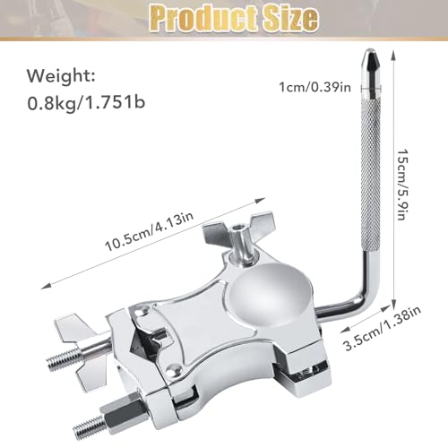 L-Rod Cowbells Cymbal Clamp, Heavy-Duty Cowbell Extension Arm Clip