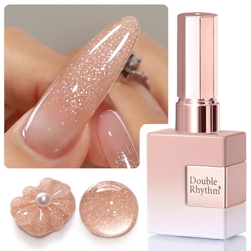 Double Rhythm 0.5Oz Glitter Gel Polish Shimmer Reflective Color for Nail Art Salon DIY Soak Off 15ml Nail Lamp Gel Polish at Home (Nude Pink-B1171) - color: Blossom Nude Pink