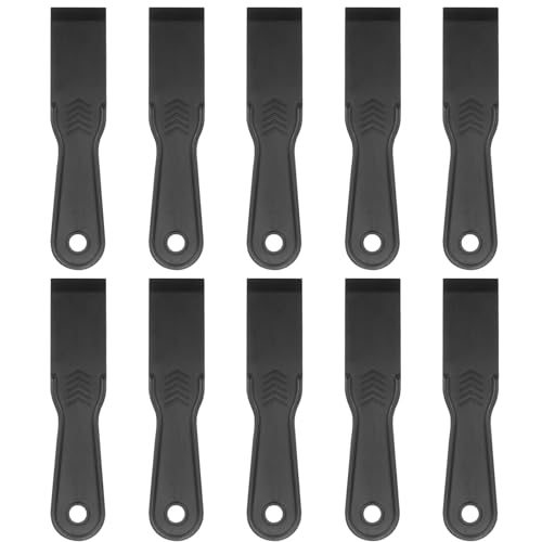 HARFINGTON 10pcs Putty Scraper 1.5" Width 6mm Thin Flexible Plastic Putty Knives for Taping Drywall Spreading Painting Wall Scratching - color: Black, size: 1.5"