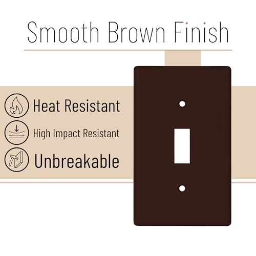 Bates- Light Switch Plates, 10 Pack, Brown, Light Switch Cover Plate, Single Switch Plate Cover - color: Brown, size: 10 Pack, Standard-Size