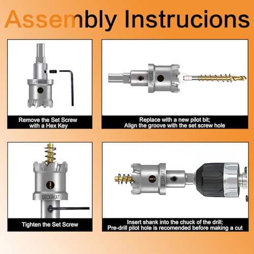 2-Pack 1-3/4" TCT Hole Saws for Hard Metal, Heavy Duty 45mm Tungsten Carbide Tipped Hole Cutters Set with Spring-Loaded Pilot Drill Bits for Stainless Steel, Metal, Iron, and Plastic - size: 1-3/4" (45mm) X 2Pcs