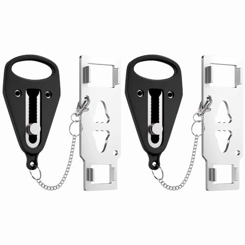 Portable Door Lock 2 Pack for Travel – Hotel Door Locks for Travelers Security – Door Safety Lock from Inside for Home & Apartment – Travel Locks for Hotel Rooms – (Black) - color: 2-Pack - Black / Black