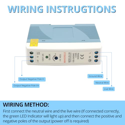 MAKERELE 24V MDR DIN Rail Power Supply 20W - style: 20W-24V