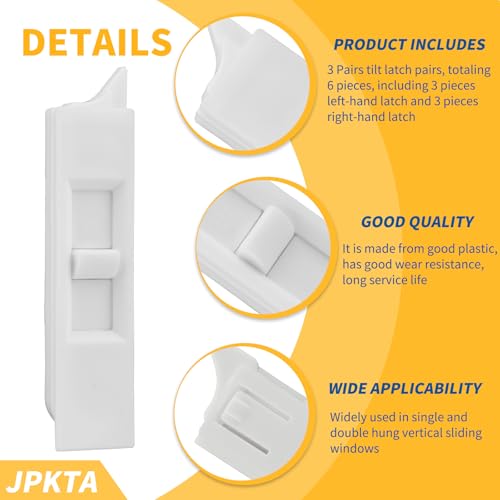 6 Pcs Window Tilt Latch Pairs Spring Loaded Sliding Window Latch Lock Snap-in White Vinyl Plastic Construction for Home Window Accessories Parts - size: 6 Pieces