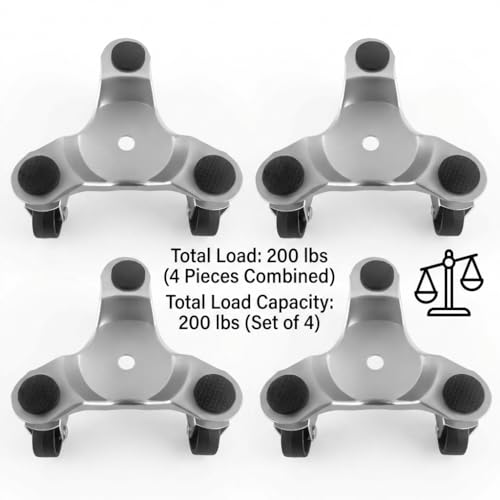 QWORK 4 pcs 6" Steel Tri-Dolly, 200 lbs Load Capacity, for Moving Furniture & Appliances, Swivel Caster Easy Tool