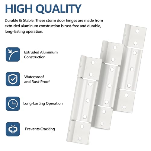 Replacement for Screen Doors Hinge fits for White Aluminum 1/8 in Larson Grooved Center Screen/Storm Door Hinge, Extruded Aluminum Door Hinge Kit Compatible with Most Screen Doors - White 3 Pack