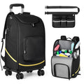 Rolling Cleaning Caddy Bag with Wheels, Large Cleaning Supplies Organizer Backpack with Detachable Trolley and Cleaning Apron for Housekeepers, Home, Hotel & Car Detailing - color: A01-black