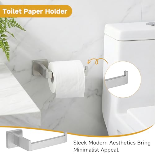 5 Piece Bathroom Towel Bar Set - SUS304 Stainless Steel Brushed Nickel Bath Towel Holder, 16 Inch Towel Racks for Bathroom Wall Mounted, Bathroom Hardware Accessories Set - color: D-16 Brushed Nickel