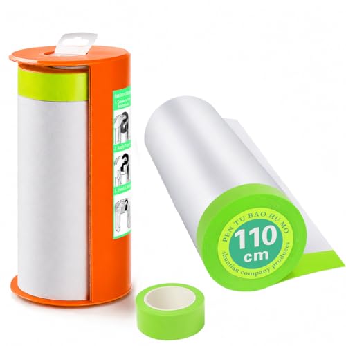 Pre-Taped Masking Film with Dispenser - 44" x 66' Painters Plastic - color: 1 Dispenser 2 Refill 44" x 66'