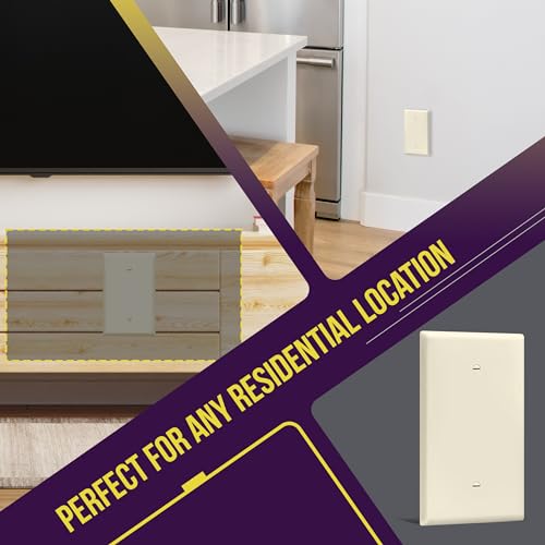 ENERLITES 10 Pack Oversized Blank Wall Plate Cover, 1-Gang, Light Almond - color: Light Almond, size: Over-Size