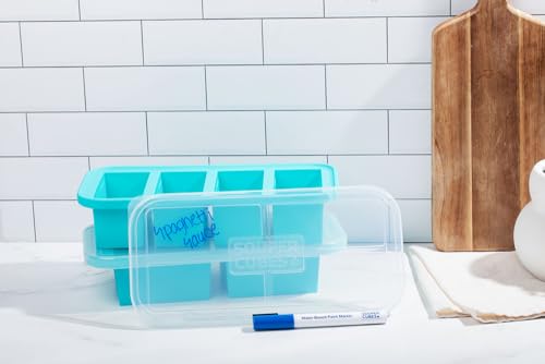 Souper Cubes 3mm Tip Size Water Based Paint Markers, Pack of 3 Blue Washable Markers, Non-Toxic Acid-Free Ink, Ideal for Labeling Freezer Trays, Kitchen Containers and More