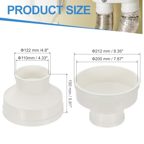 PATIKIL 200mm to 110mm Duct Reducer PVC Pipe Increaser Adapter Airflow Tube - size: 200mm to 110mm